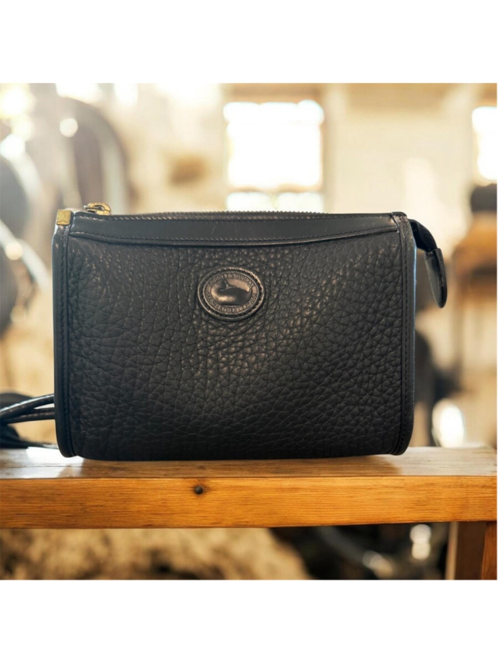 Vintage 80s - 90s Dooney and Bourke Black Leather Equestrian Mini-Sac Bag